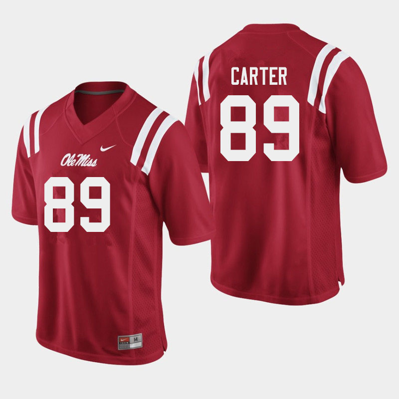 Jacob Carter Ole Miss Rebels NCAA Men's Red #89 Stitched Limited College Football Jersey VTJ3358NC